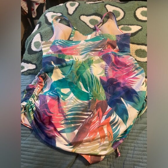 Cacique Swim Multicolor Tropical One Piece Swimsuit 18W Beach Vacation Resort - Picture 2 of 7